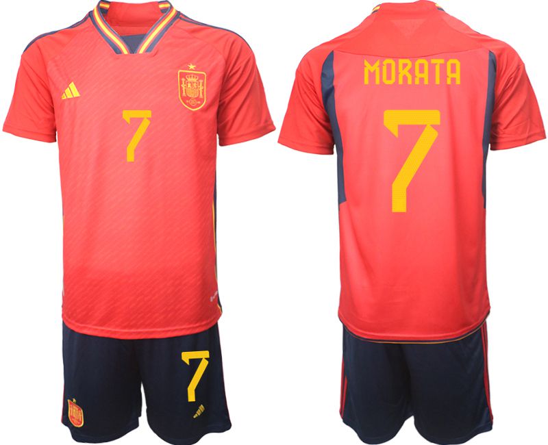 Men 2022 World Cup National Team Spain home red #7 Soccer Jerseys